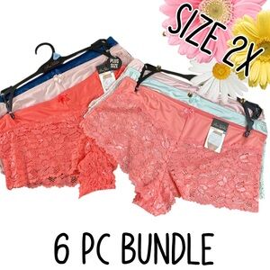 - 🌸 2X Plus Size 6 PIECES!  Lace Cheeky Boyleg